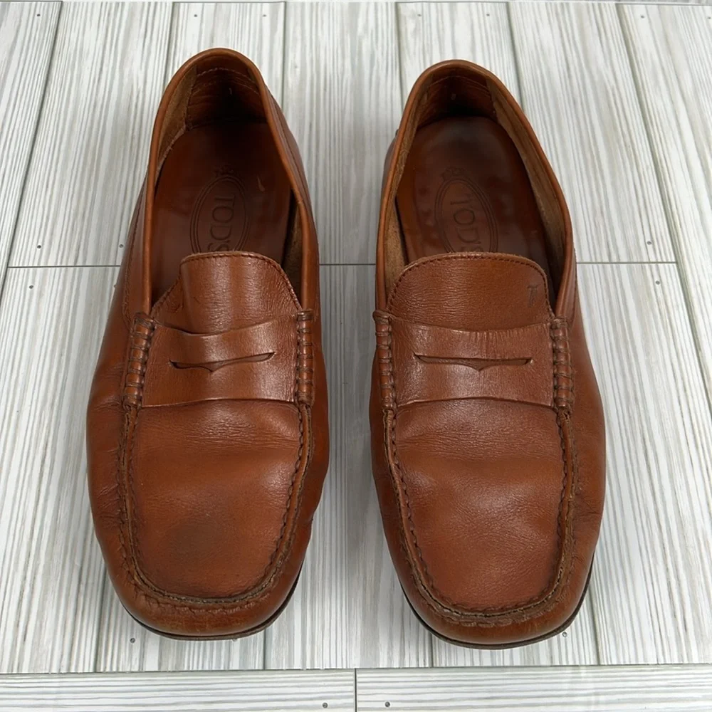 Tod's Men’s Brown Leather Penny Slip On Loafers‎ Size 8